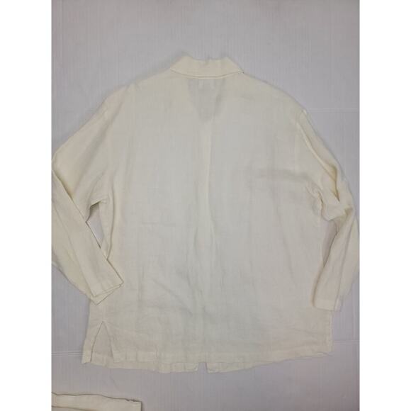 MATCH Brand 100% Linen SET Sz Large Blouse And Pants Ivory Lagenlook Coastal - Picture 4 of 13